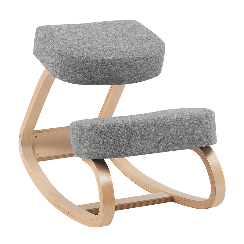 Kursi Berlutut Goyang Kayu Ergonomis Abu-abu (GY-040)