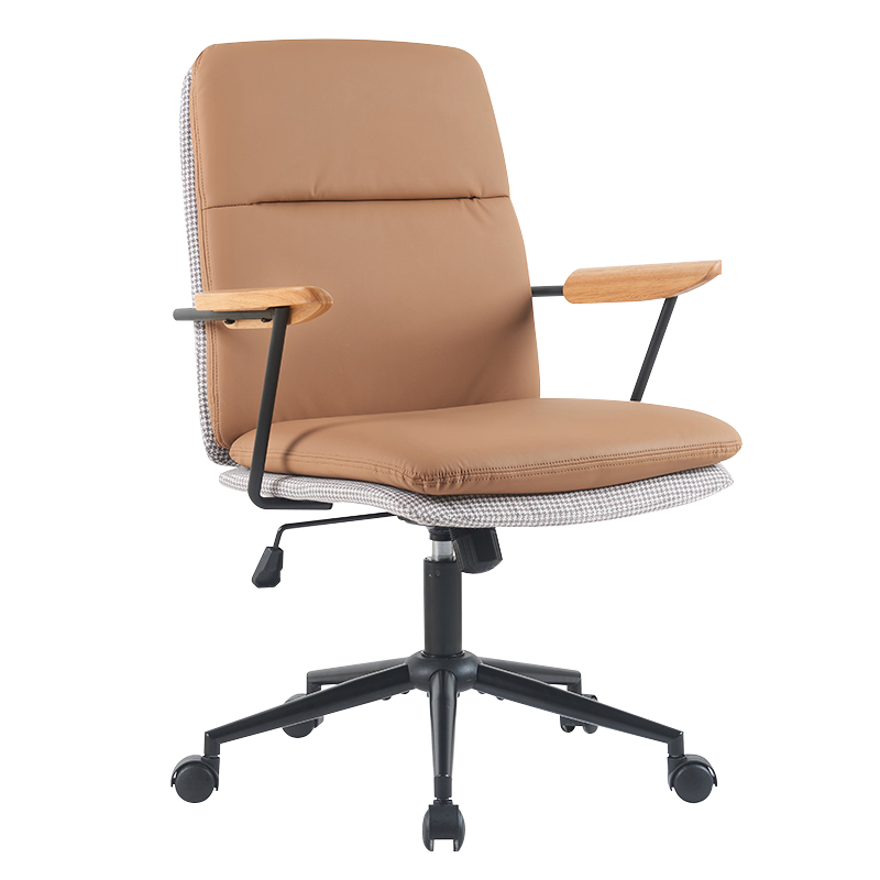 Kursi Kantor Rumah Bantal Ganda Sandaran Tangan Kayu Kuning Bersahaja (X-5135)