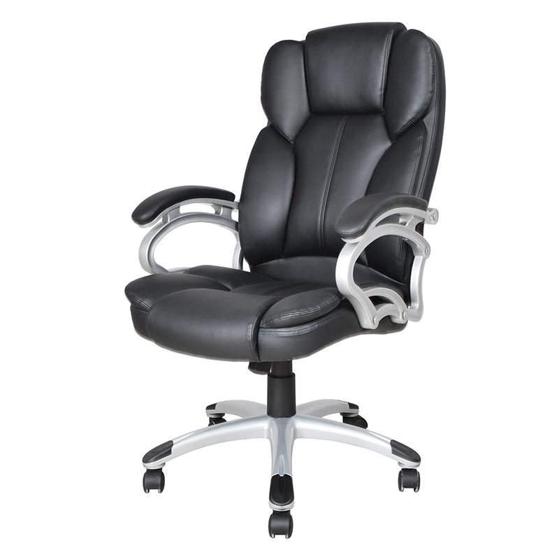 Kursi Kantor Eksekutif Sandaran Tangan Bantalan Tetap Punggung Tinggi Hitam (Y-2825)