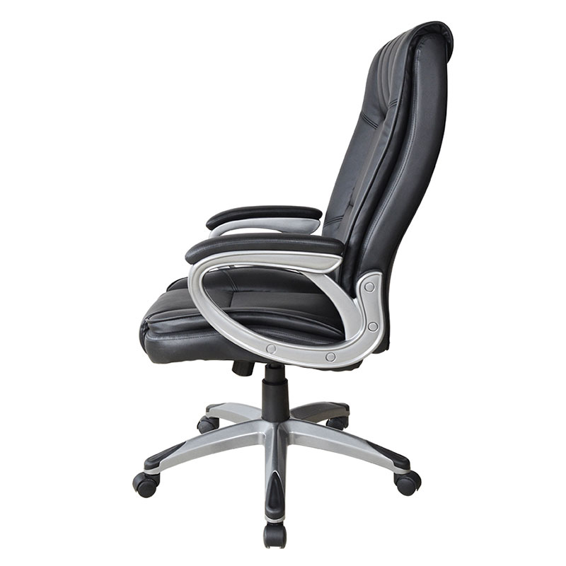Kursi Kantor Manajer Sandaran Tangan Bantalan Lukisan Kulit Hitam Ergonomis (M-6113)