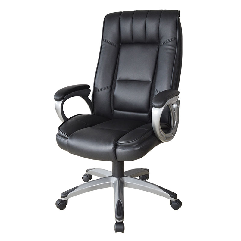 Kursi Kantor Manajer Sandaran Tangan Bantalan Lukisan Kulit Hitam Ergonomis (M-6113)