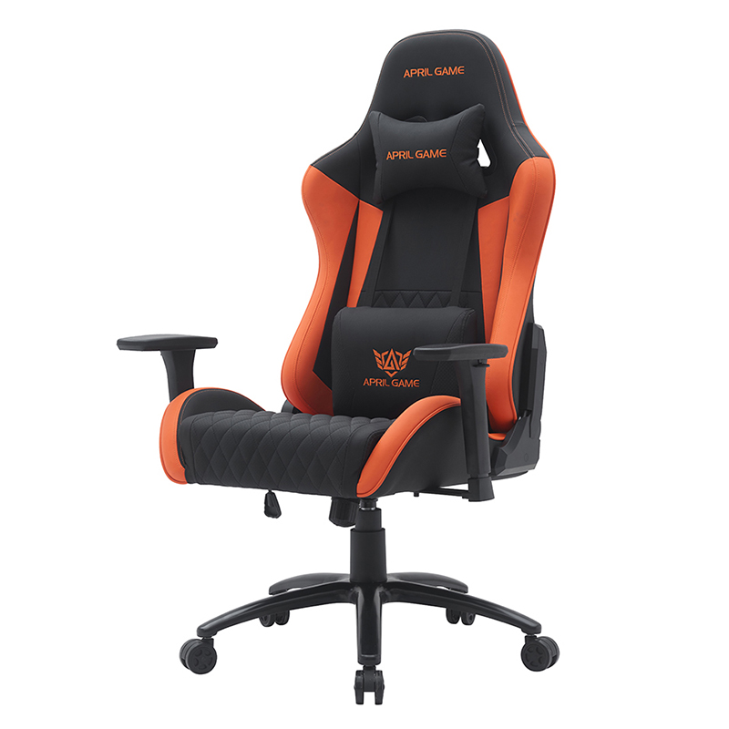 Kursi Gaming Putar Modern Oranye dengan Sandaran Tangan 3D yang Dapat Disesuaikan (T-7122)