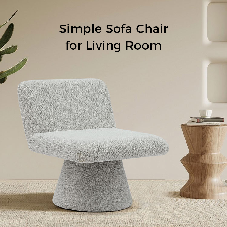 Kursi Aksen Putar Berlapis Abu-abu Modern Kursi Sofa Tunggal Ruang Tamu Kain (GY-642)