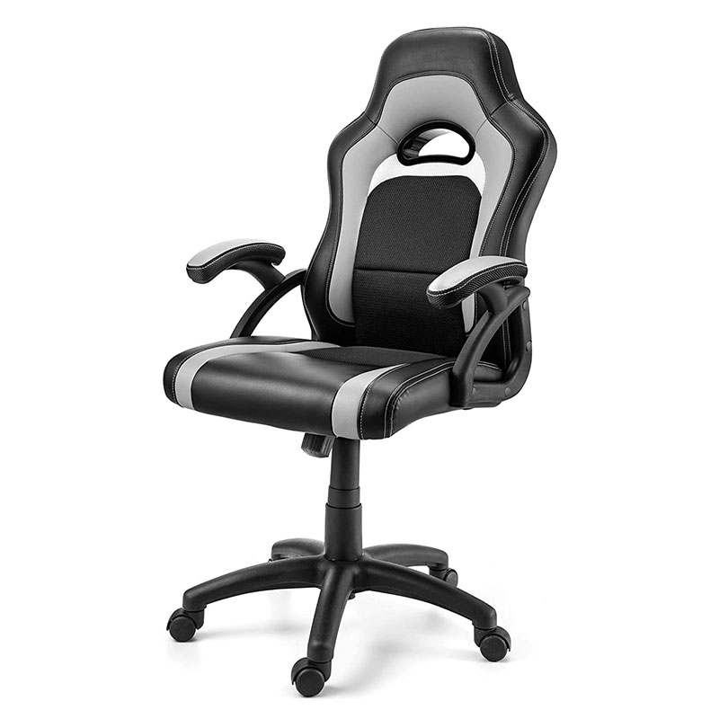 Kursi Ruang Tamu Kain Modern dengan Sandaran Kepala Putar Dapat Disesuaikan Bahan Baja Logam Pu untuk Permainan dan Komputasi (Y-2647)