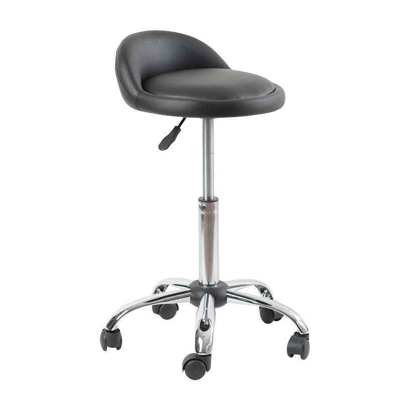 Kursi Bar Angkat Putar Kursi Bundar Punggung Rendah PU Hitam dengan Roda (GY-1021A)