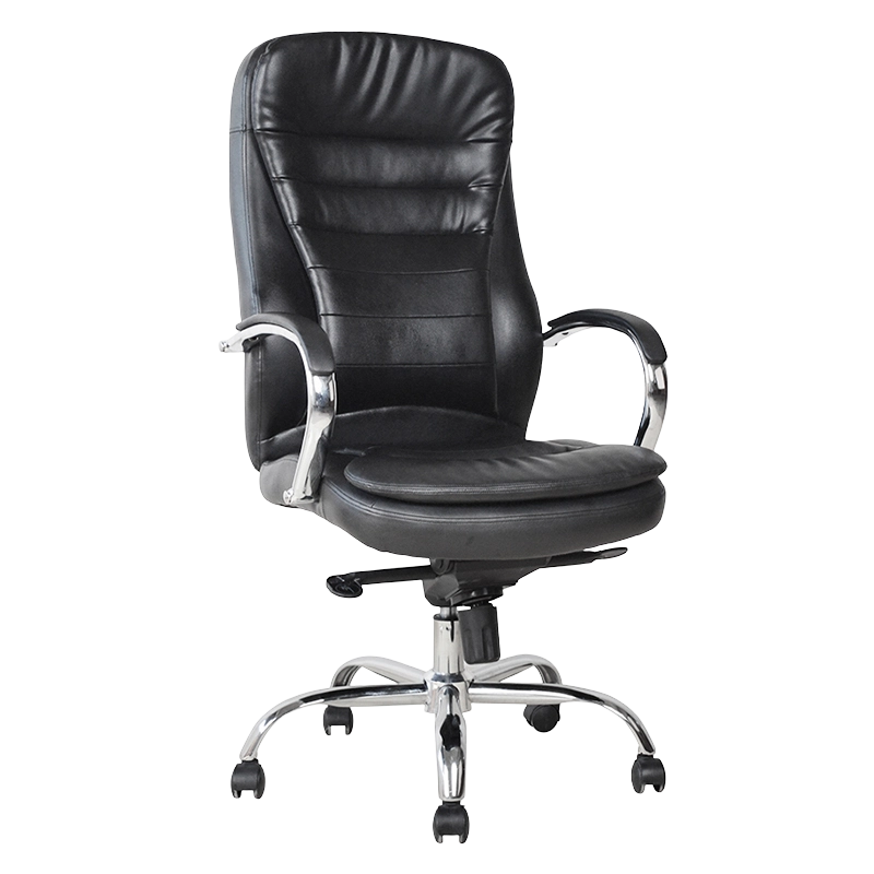 Kursi Kantor Manajer Ergonomis dengan Sandaran Tangan Bantalan Krom (M-6117)
